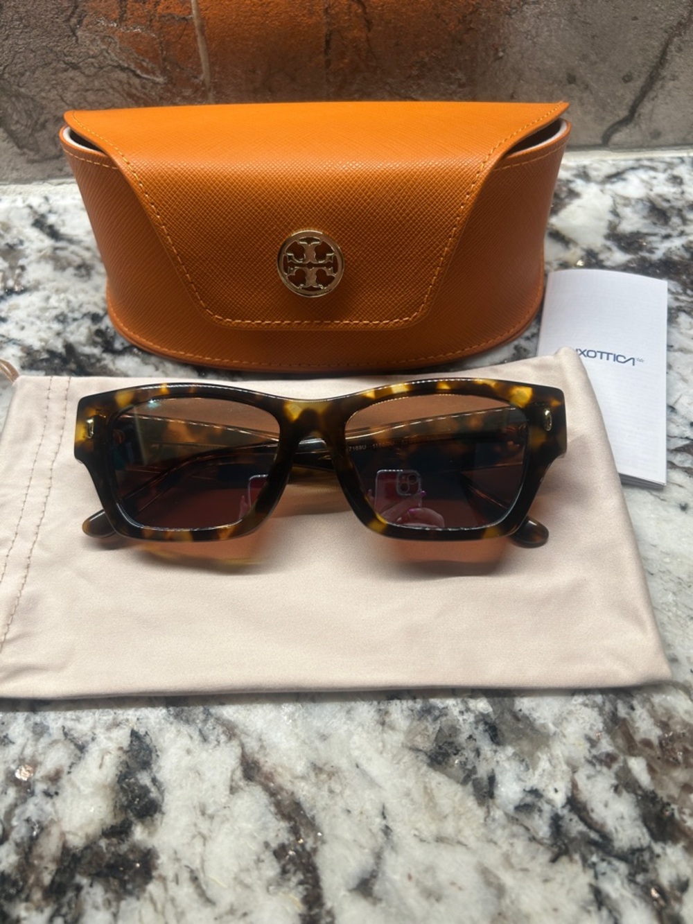 Tory Burch Tortoiseshell Square Sunglasses with Brown Lenses NEW